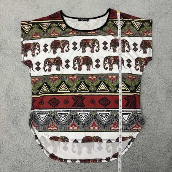Top love J Blouse Women Sleeveless Elephant Print sz XL grunge All over print - Picture 7 of 9